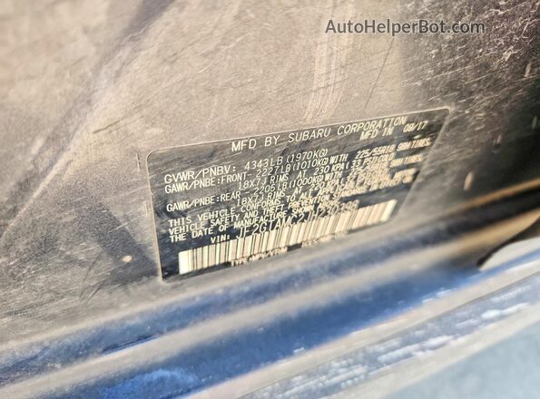 JF2GTAMC2JH230398 2018 SUBARU CROSSTREK Gray VIN կոդի պիտակի տեսք