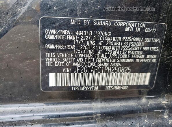 JF2GTAPC1PH250825 2023 SUBARU CROSSTREK Black Սալոնի 360 աստիճան տեսք