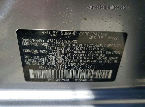 JF2GTAPC2P8212391 2023 SUBARU CROSSTREK Silver Вид підкапотного простору
