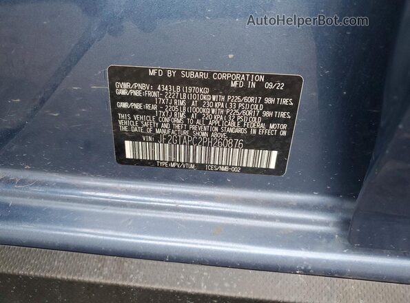 JF2GTAPC2PH260876 2023 SUBARU CROSSTREK Blue 360 interior view