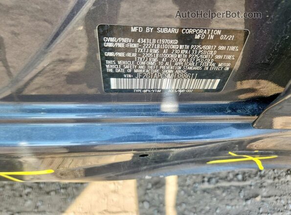JF2GTAPC9MH388611 2021 SUBARU CROSSTREK Gray VIN կոդի պիտակի տեսք