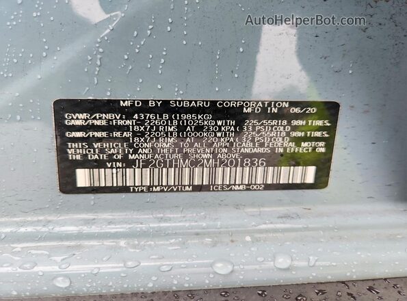 JF2GTHMC2MH201836 2021 SUBARU CROSSTREK Silver Սալոնի 360 աստիճան տեսք