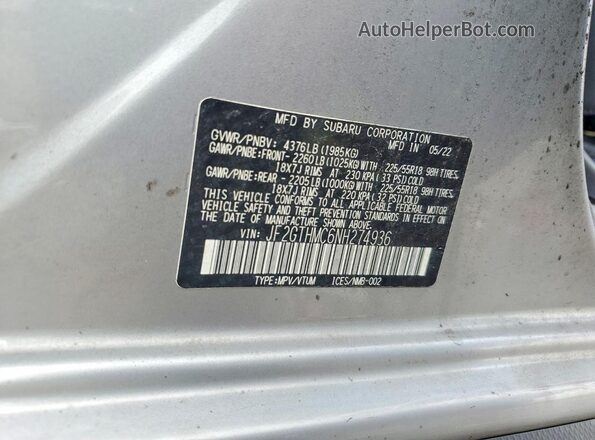 JF2GTHMC6NH274936 2022 SUBARU CROSSTREK Silver Շարժիչի բաժամունքի տեսք