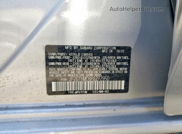 JF2GTHMC8P8272950 2023 SUBARU CROSSTREK Silver Vista del compartimento del motor