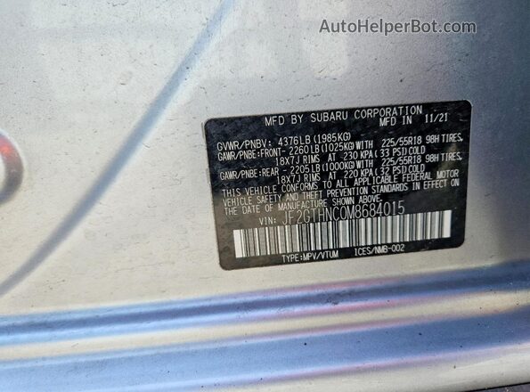 JF2GTHNC0M8684015 2021 SUBARU CROSSTREK Серебряный Вид подкапотного пространства