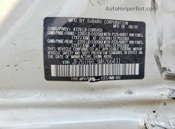 JF2GTHRC3MH266431 2021 SUBARU CROSSTREK Белый Вид подкапотного пространства