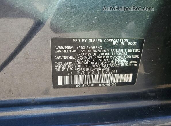 JF2GTHSC7PH226741 2023 SUBARU CROSSTREK Gray Widok komory silnika