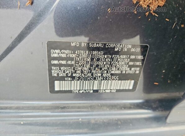 JF2GTHSCXMH339255 2021 SUBARU CROSSTREK Gray VIN կոդի պիտակի տեսք