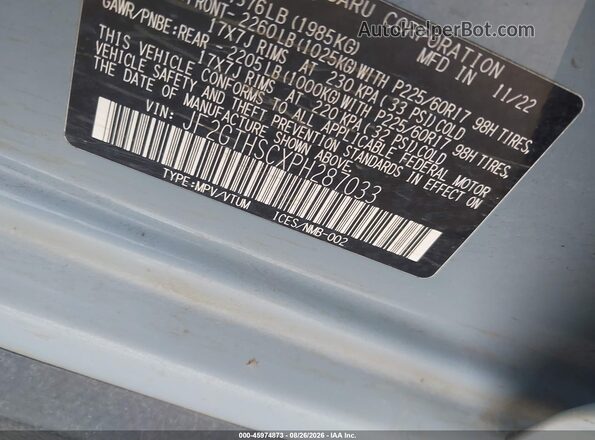 JF2GTHSCXPH287033 2023 SUBARU CROSSTREK Blue Շարժիչի բաժամունքի տեսք