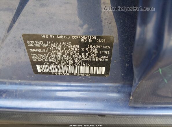 JF2GUABC8SH291515 2025 SUBARU CROSSTREK Blue Widok komory silnika