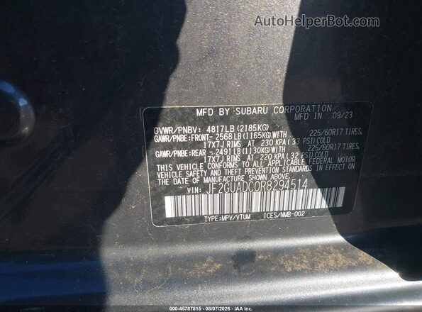 JF2GUADC0R8294514 2024 SUBARU CROSSTREK Silver Շարժիչի բաժամունքի տեսք