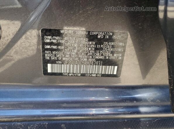 JF2GUADC5RH242831 2024 SUBARU CROSSTREK Gray ძრავის განყოფილების ხედი