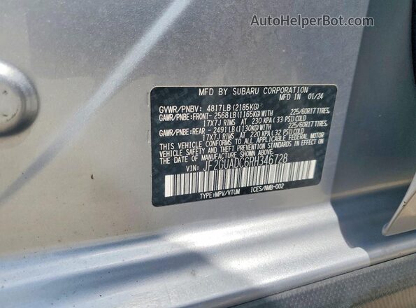 JF2GUADC6RH346728 2024 SUBARU CROSSTREK Серебряный Вид наклейки с VIN-кодом