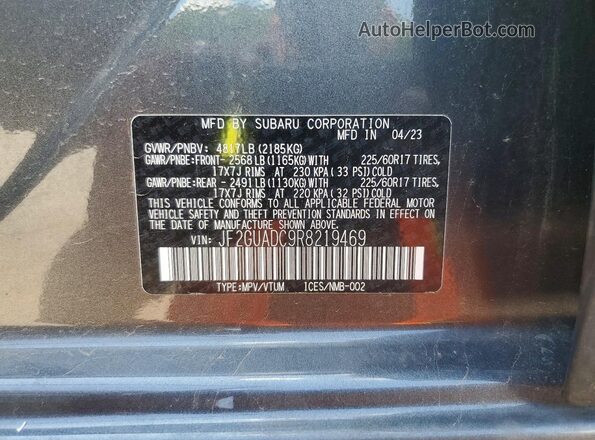 JF2GUADC9R8219469 2024 SUBARU CROSSTREK Gray VIN sticker view
