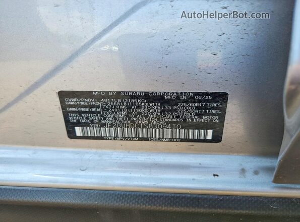 JF2GUHDC1S8309410 2025 SUBARU CROSSTREK Silver ძრავის განყოფილების ხედი