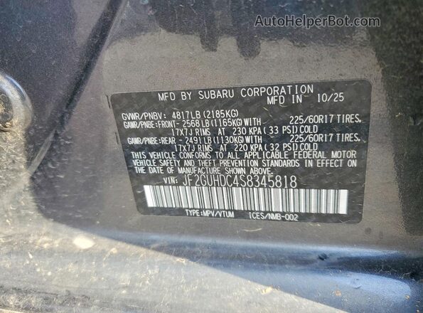 JF2GUHDC4S8345818 2025 SUBARU CROSSTREK Gray Вид наклейки з VIN-кодом