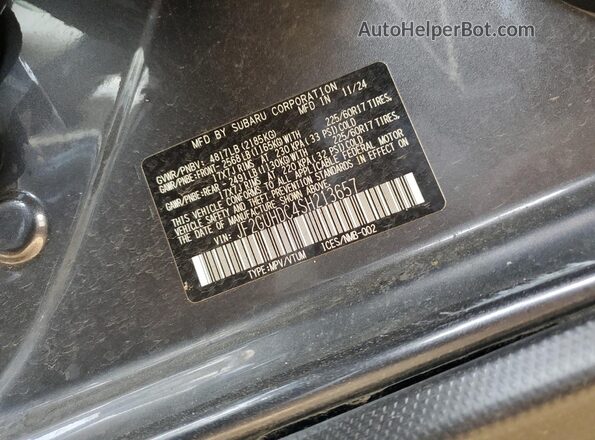 JF2GUHDC4SH213657 2025 SUBARU CROSSTREK Gray Vista de la etiqueta del VIN