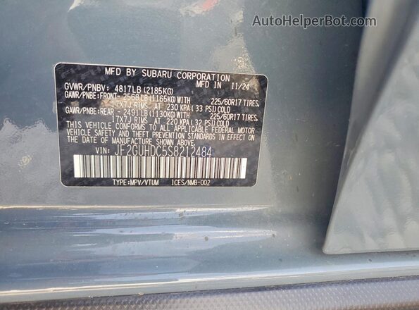 JF2GUHDC5S8212484 2025 SUBARU CROSSTREK Gray Vista del compartimento del motor