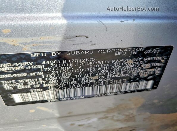 JF2SJAAC7JG443843 2018 SUBARU FORESTER Silver Շարժիչի բաժամունքի տեսք