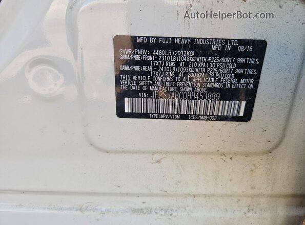 JF2SJABC0HH453889 2017 SUBARU FORESTER White Շարժիչի բաժամունքի տեսք