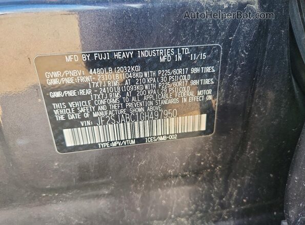 JF2SJABC1GH497950 2016 SUBARU FORESTER Charcoal Вид підкапотного простору