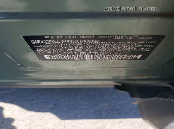 JF2SJABC1HH462004 2017 SUBARU FORESTER Зеленый Вид наклейки с VIN-кодом