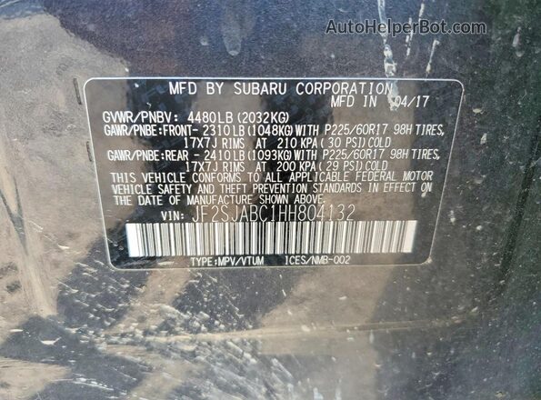 JF2SJABC1HH804132 2017 SUBARU FORESTER Black VIN կոդի պիտակի տեսք