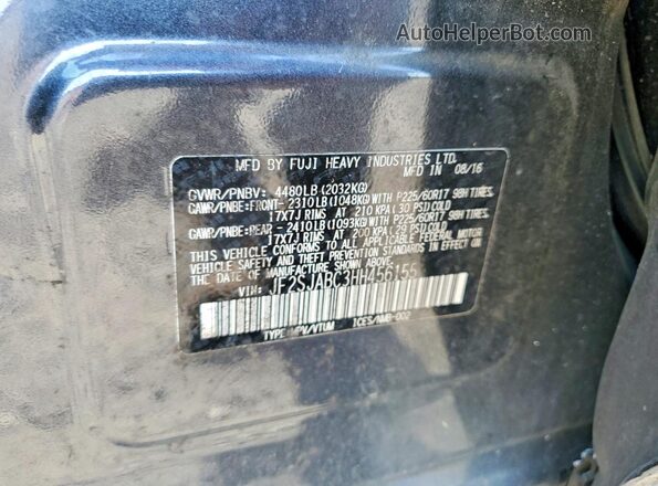 JF2SJABC3HH456155 2017 SUBARU FORESTER Blue Вид наклейки з VIN-кодом