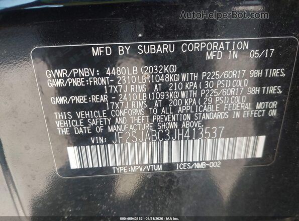 JF2SJABC3JH413537 2018 SUBARU FORESTER Black Շարժիչի բաժամունքի տեսք