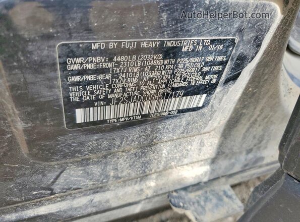 JF2SJADC0GH517179 2016 SUBARU FORESTER Charcoal VIN sticker view