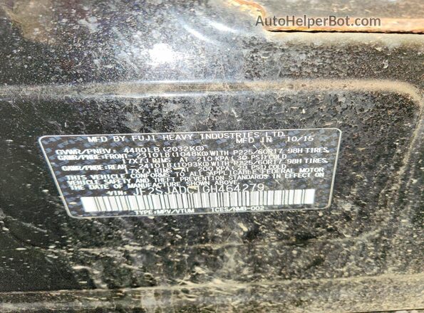 JF2SJADC1GH464279 2016 SUBARU FORESTER Black 360 interior view