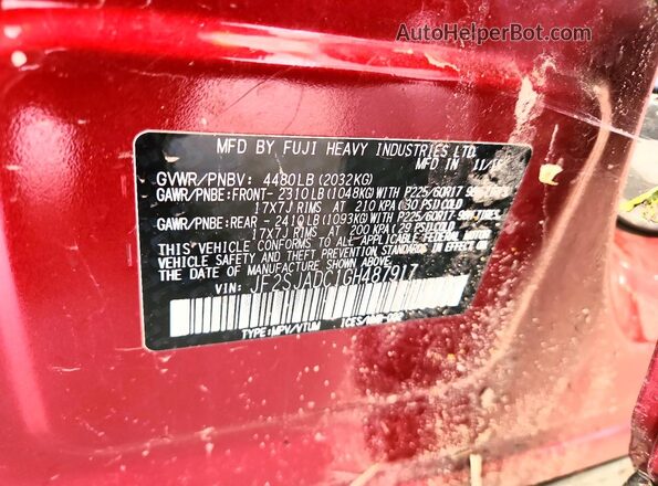 JF2SJADC1GH487917 2016 SUBARU FORESTER Red Engine compartment view