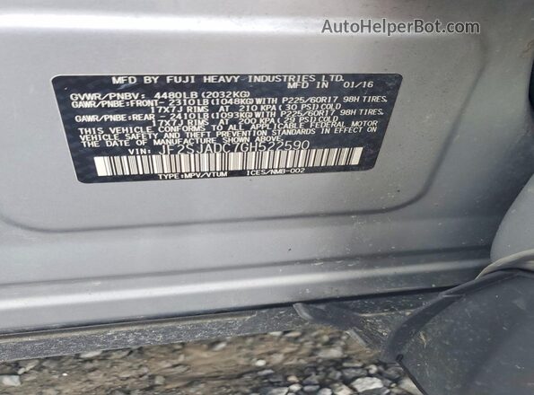 JF2SJADC7GH522590 2016 SUBARU FORESTER Silver VIN კოდის სტიკერის ხედი