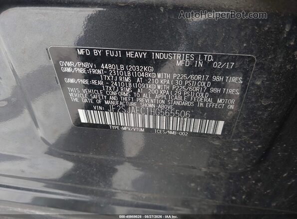 JF2SJAEC1HG565506 2017 SUBARU FORESTER Gray Вид підкапотного простору