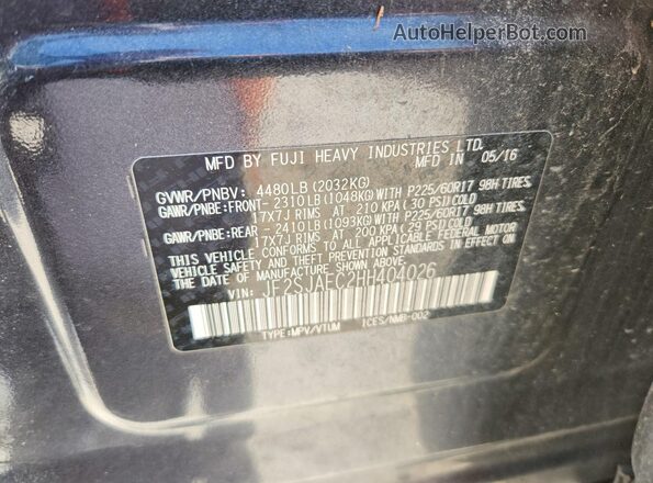 JF2SJAEC2HH404026 2017 SUBARU FORESTER Черный Вид подкапотного пространства
