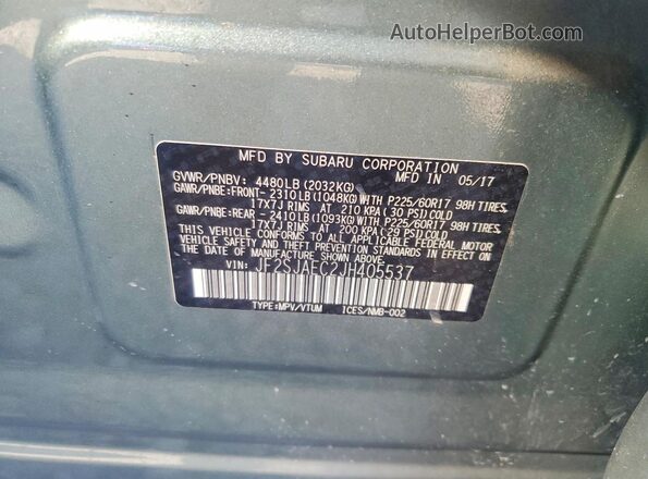 JF2SJAEC2JH405537 2018 SUBARU FORESTER Teal Вид наклейки з VIN-кодом