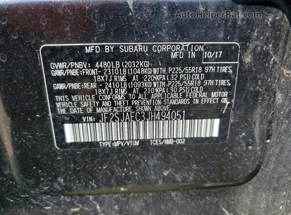 JF2SJAEC3JH494051 2018 SUBARU FORESTER Угольный Вид подкапотного пространства