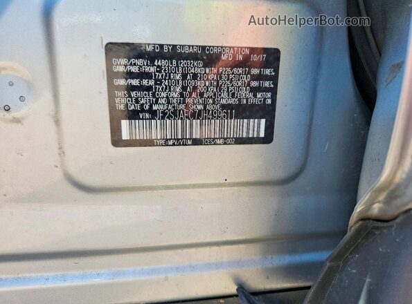 JF2SJAEC7JH499611 2018 SUBARU FORESTER Silver VIN sticker view