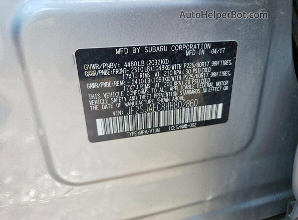 JF2SJAEC8HH802860 2017 SUBARU FORESTER Silver Vista del compartimento del motor