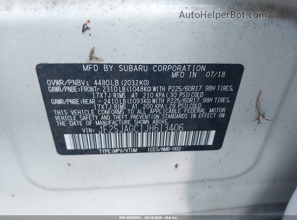 JF2SJAGC1JH613406 2018 SUBARU FORESTER White Widok komory silnika