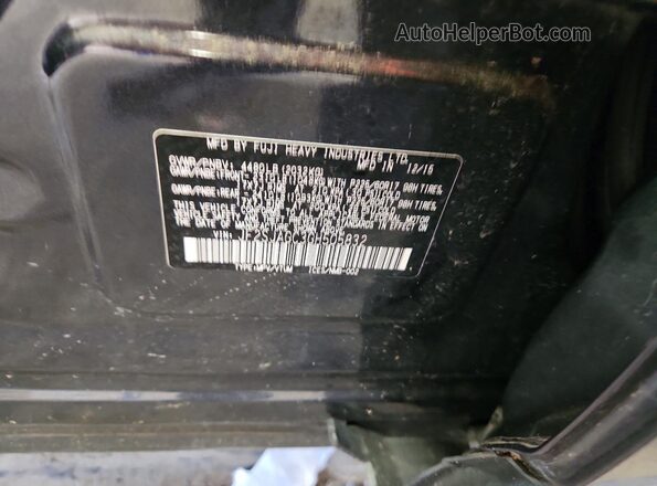 JF2SJAGC3GH505832 2016 SUBARU FORESTER Charcoal VIN კოდის სტიკერის ხედი