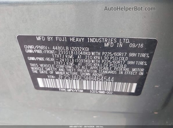 JF2SJAGC9HH464544 2017 SUBARU FORESTER Green Вид підкапотного простору