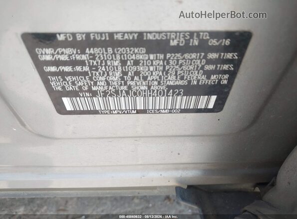 JF2SJAJC0HH401423 2017 SUBARU FORESTER Silver ძრავის განყოფილების ხედი