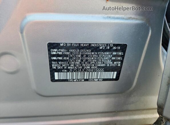 JF2SJAJC2HH416666 2017 SUBARU FORESTER Серебряный Вид подкапотного пространства