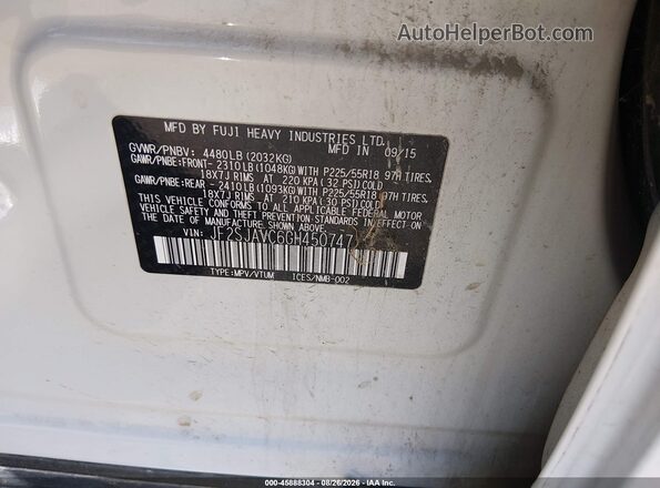 JF2SJAVC6GH450747 2016 SUBARU FORESTER White Widok komory silnika
