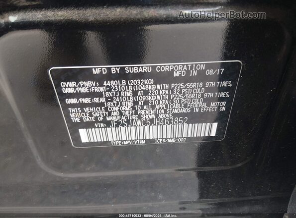 JF2SJAWC5JH463852 2018 SUBARU FORESTER Black Շարժիչի բաժամունքի տեսք