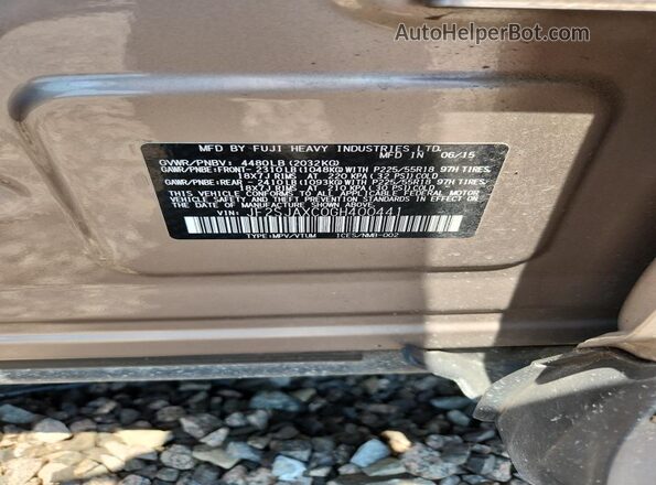 JF2SJAXC0GH400441 2016 SUBARU FORESTER Tan Vista de la etiqueta del VIN