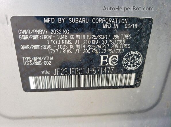 JF2SJEBC1JH571477 2018 SUBARU FORESTER Silver Շարժիչի բաժամունքի տեսք