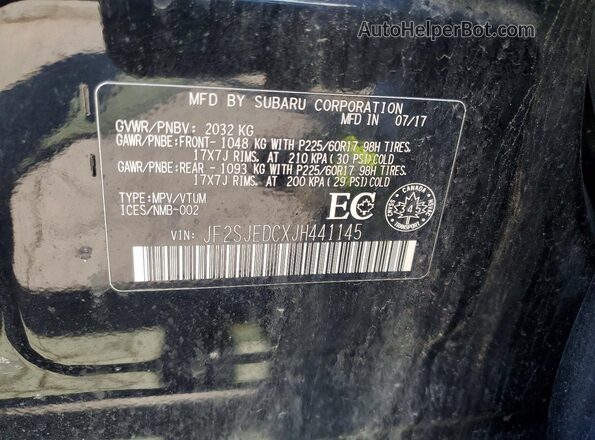 JF2SJEDCXJH441145 2018 SUBARU FORESTER Black Widok naklejki z numerem VIN
