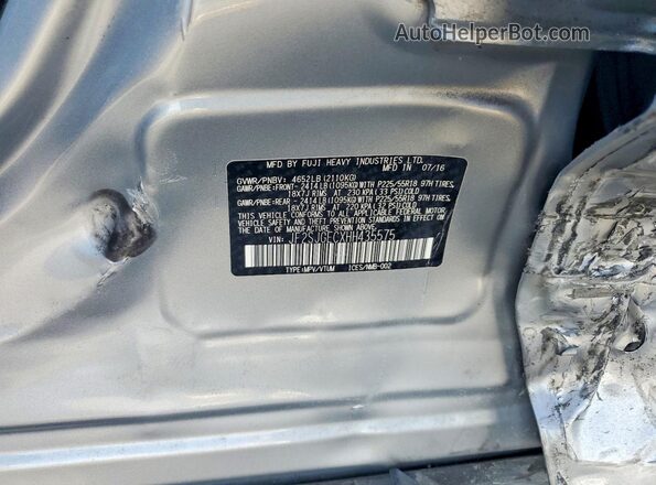 JF2SJGECXHH435575 2017 SUBARU FORESTER Silver Engine compartment view